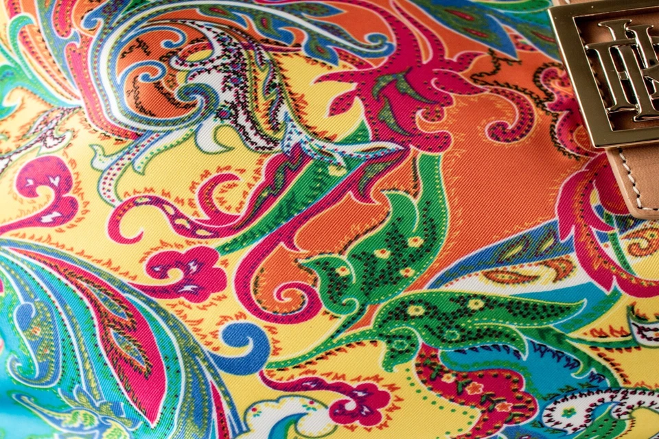 Nuevo bolso de mano Ralph Lauren amarillo turquesa floral cachemira para mujer Foto 3 de 4