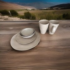 WheatStraw Dinnerware 14 Pcs Beige Modern Irregular Microwave/Dishwasher DishZen