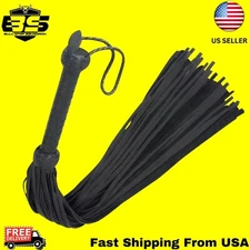 Cow Hide Leather Flogger 50 Falls Whip Black Heavy Duty Thuddy