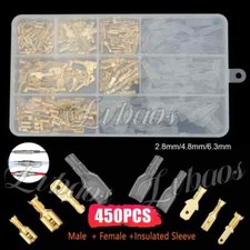 450X Assortment Male Female Spade Crimp Terminals Electrical Wire Connectors Kit