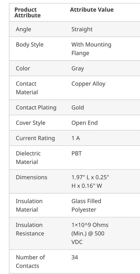 3M 4634-6000 Connector Plug, 34 Position, IDC 26-28AWG Stranded Or Solid, GOLD - Image 4 of 4