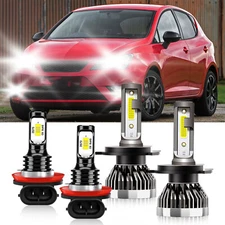 For Seat Ibiza 2008-2015 4x LED Headlight Kit Bulbs High Low Beam+Fog Light