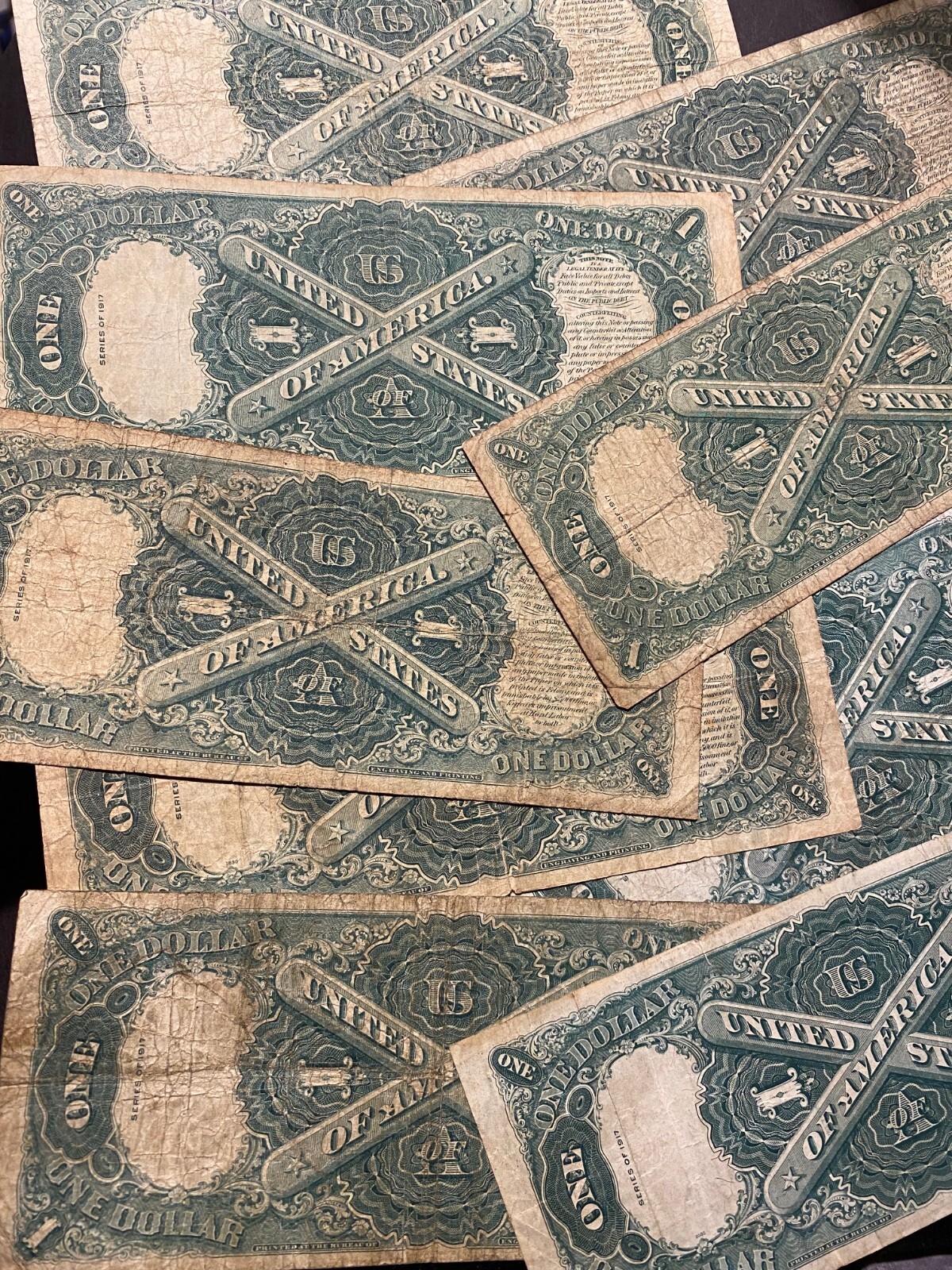 1917 $1 Sawhorse One Dollar Note Bill Large Size Legal Tender Estate Lot Rare ✯