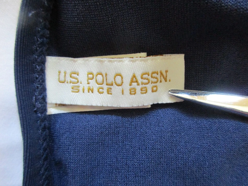 U.S. Polo Assn, parte inferior de bikini hipster, borde azul marino/lunares, nailon/espa, L, nuevo sin etiquetas Foto 4 de 4