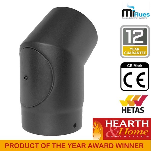 6 Inch Matt Black Stove Pipe & Bends Vitreous Enamel Flue Pipe Fittings 150MM - Picture 15 of 26
