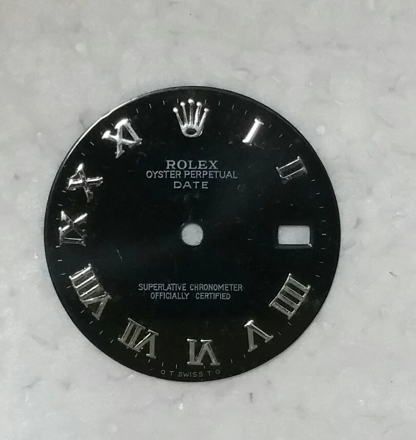 DIAL FOR ROLEX OYSTER PERPETUAL (DATE) BLACK COLOR WITH SILVER ROMAN NUMBERS - Image 2 of 3