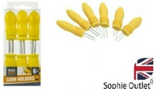 6PACK CORN HOLDER STAINLESS STEEL Corn On The Cob Skewers Prongs Forks BBQ UK