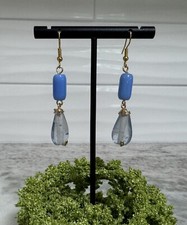 Blue Glass Bead Dangle Drop Earrings 945