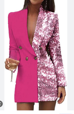 ChicMe Womens Size M Sequin Colorblock Pink Blazer Dress Formal Evening Party | eBay ChicMe Womens Size M Sequin Colorblock Pink Blazer Dress Formal Evening Party | eBay
