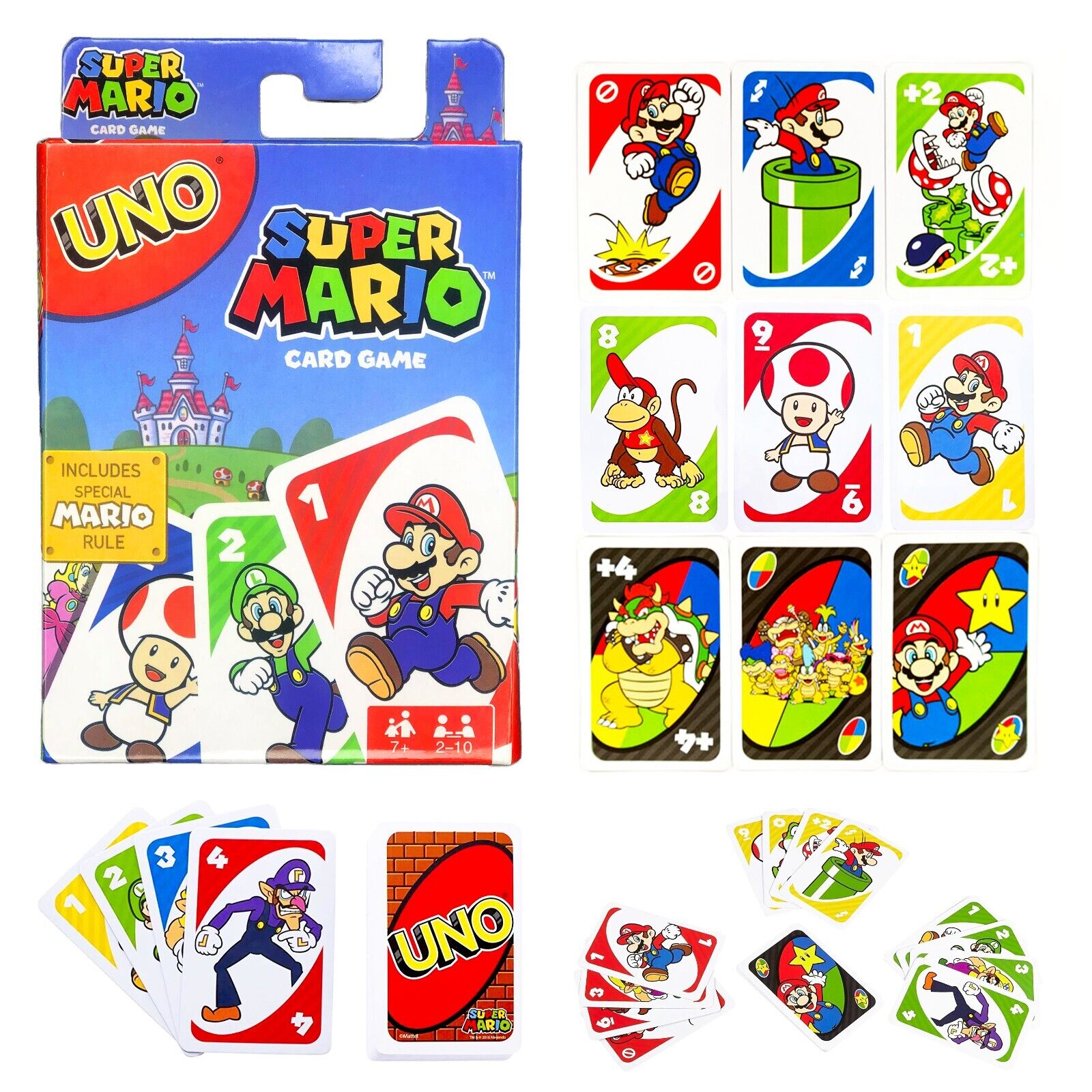 UNO Super Mario Video Game Themed Playing Cards Mattel Luigi Fun