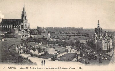 Old postcard Rouen Ensemble de Bon Secours et Monument de Joan of Arc (253127)