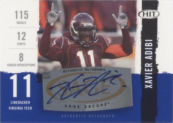 2008 SAGE Hit Xavier Adibi #A11 - 1 of 2