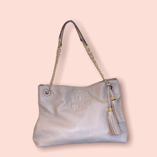 Authentic TORY BURCH Luxury Designer Pebbled Leather Thea Chain Slouchy Tote