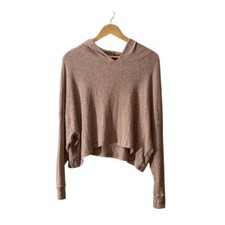 American Eagle Cropped Oversized Hoodie Size M Lightweight Ribbed Boxy Pullover