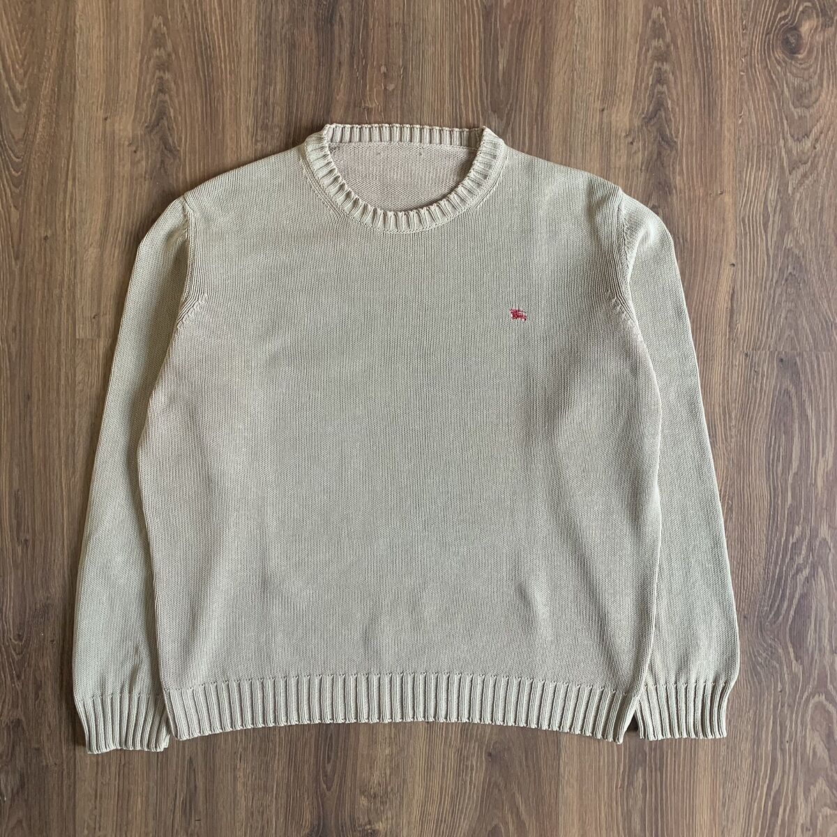 Vintage Burberry Burberrys Knit Sweater Men's Large Biege Vintage Burberry Burberrys Knit Sweater Men's Large Biege