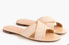 NWT JCREW $69.50 Glitter Cora crisscross sandals Sz6.5 Buff Glitter H7334