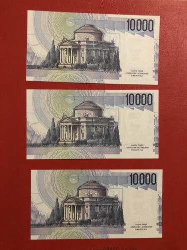 3 Banconote lire DIECIMILA 1984 FDS Banconota 10000 Rara Serie Consecutiva - Foto 2 di 4