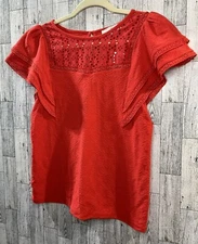 Loft Women’s Coral Short Sleeve Blouse Top Sz S New
