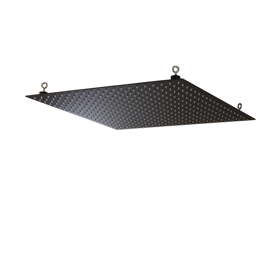 Matte Black 20 inch Square Rainfall Ceiling Mount Shower Head Slim Mixer Faucet - Image 3 of 4