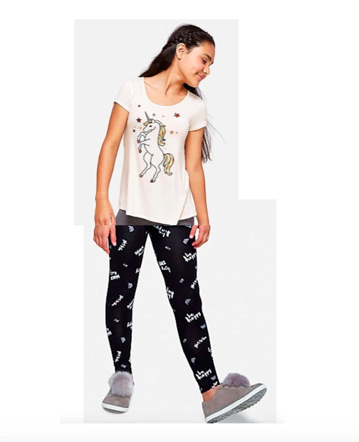 NWT* Girls Outfit JUSTICE size 14-16 Unicorn Swing Top n Black print  Leggings