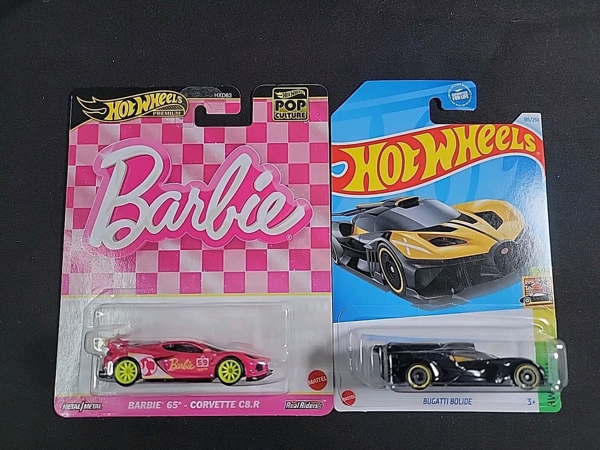 Hot Wheels Premium Barbie 65th Corvette C8.R, Bugatti Bolide