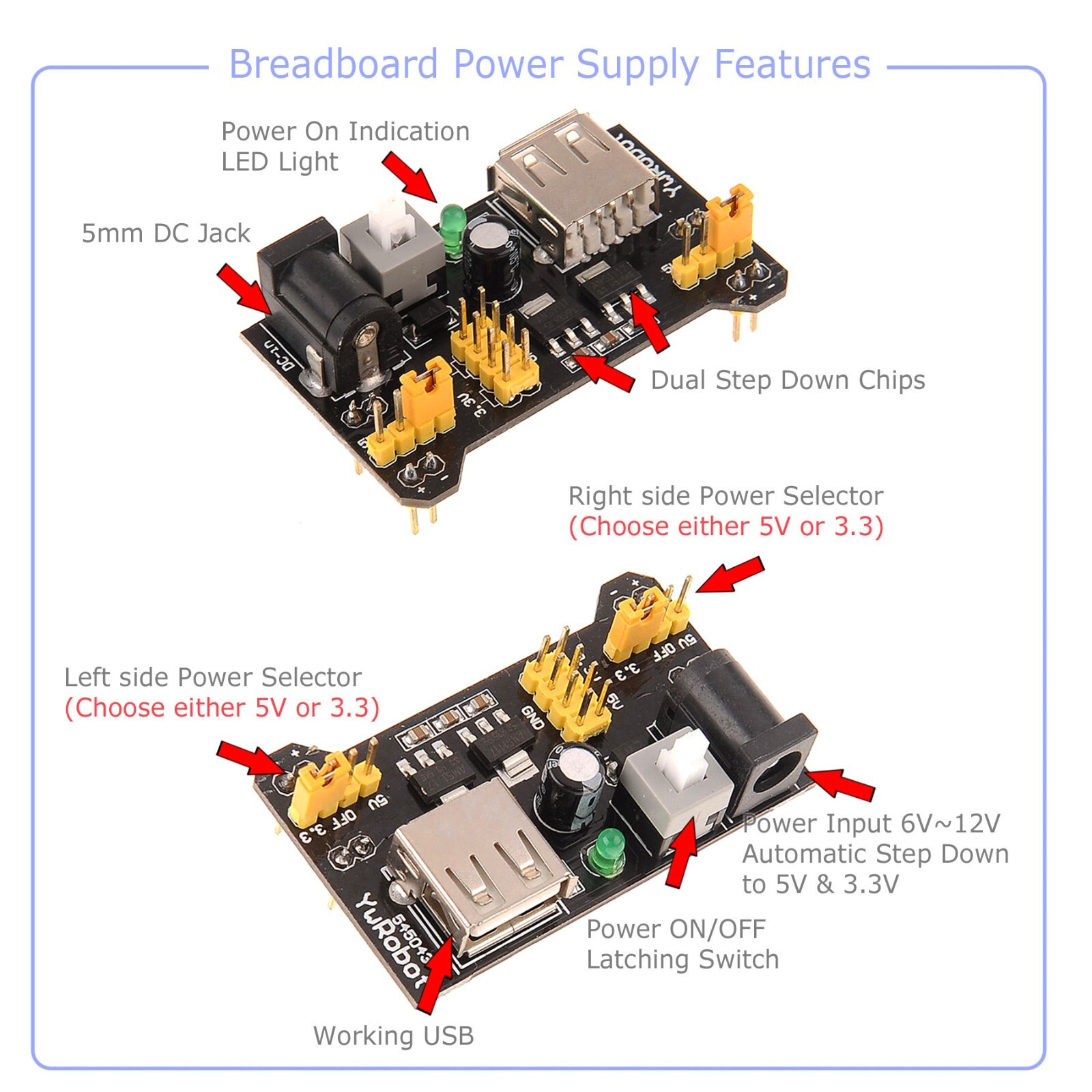 830 POINT SOLDERLESS BREADBOARD 65 PCS JUMPER CABLE MB102 POWER SUPPLY