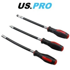 US PRO Tools 3 Piece 300mm Flexi Screwdrivers - Flexible Screwdriver Set 1617