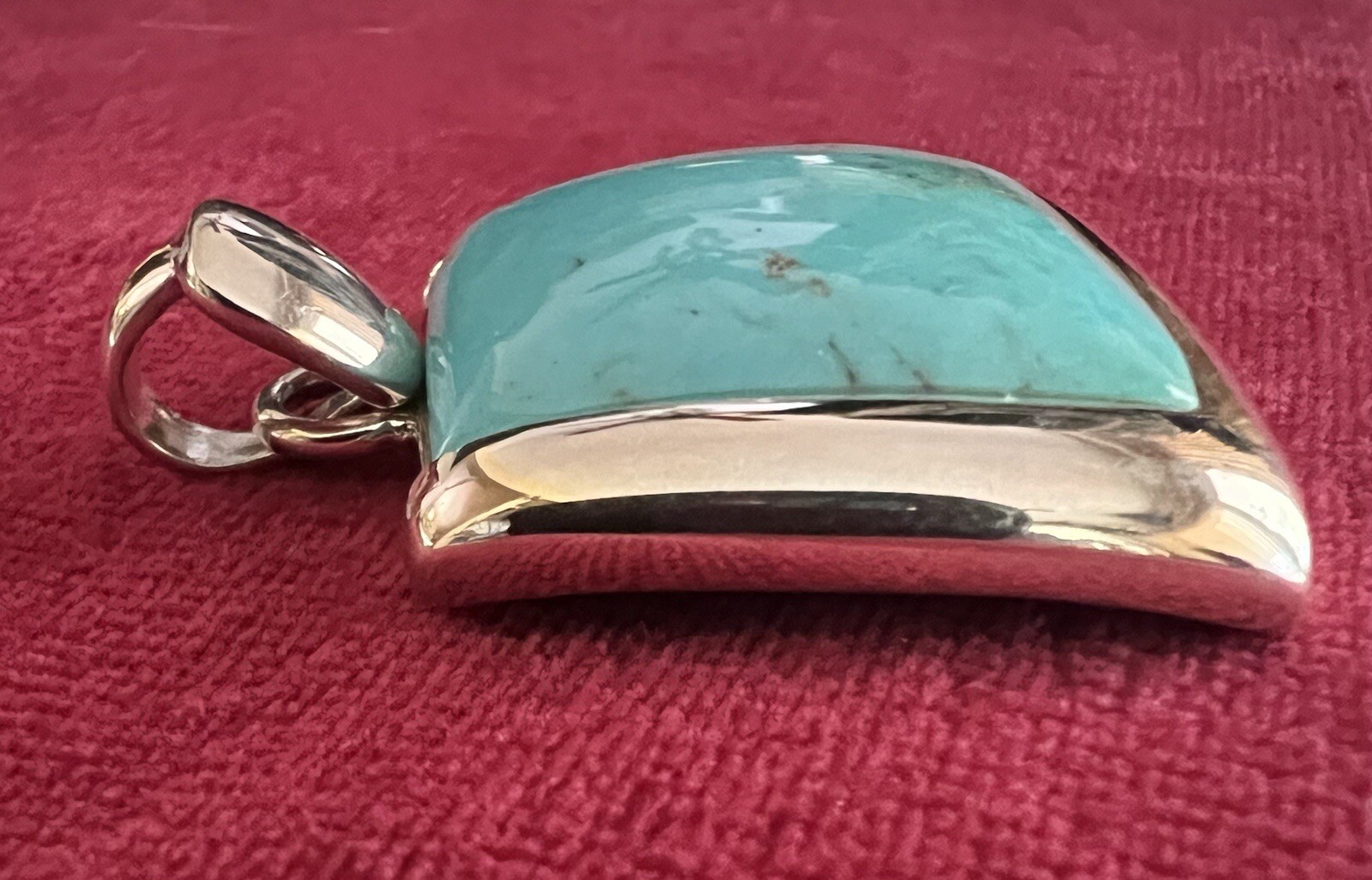 925 Sterling Silver Rectangular Turquoise Pendant… - image 2