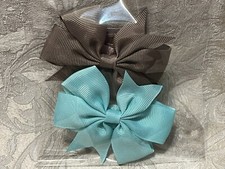 Adorable Hair Bow Grosgrain Ribbon Girl Baby Toddler Elastic Headband Set Of 2