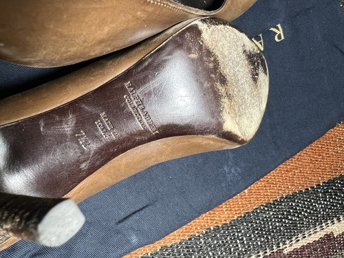 Ralph Lauren Purplelabel Brun Upper Leather Wooden Soleil Made IN Italy 37.5 UK - Photo 6 sur 12
