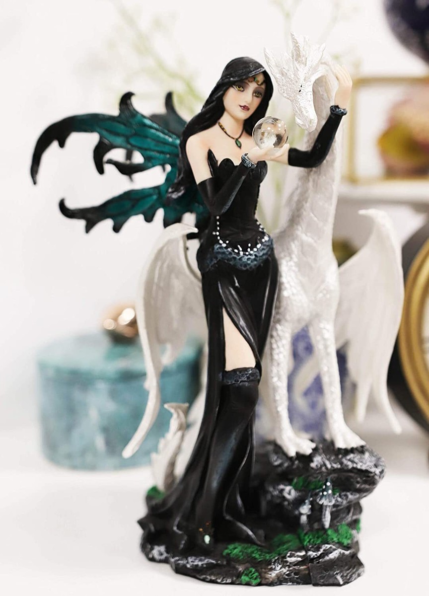 Gothic Pearl Visionary Fairy Strolling With Solar Viserion Dragon