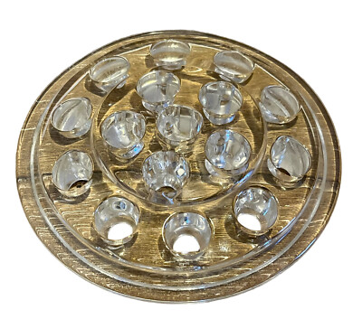 Vtg Clear Glass Flower Frog Round Floral Holder 5  Unbranded 16 Hole 1930-1950s