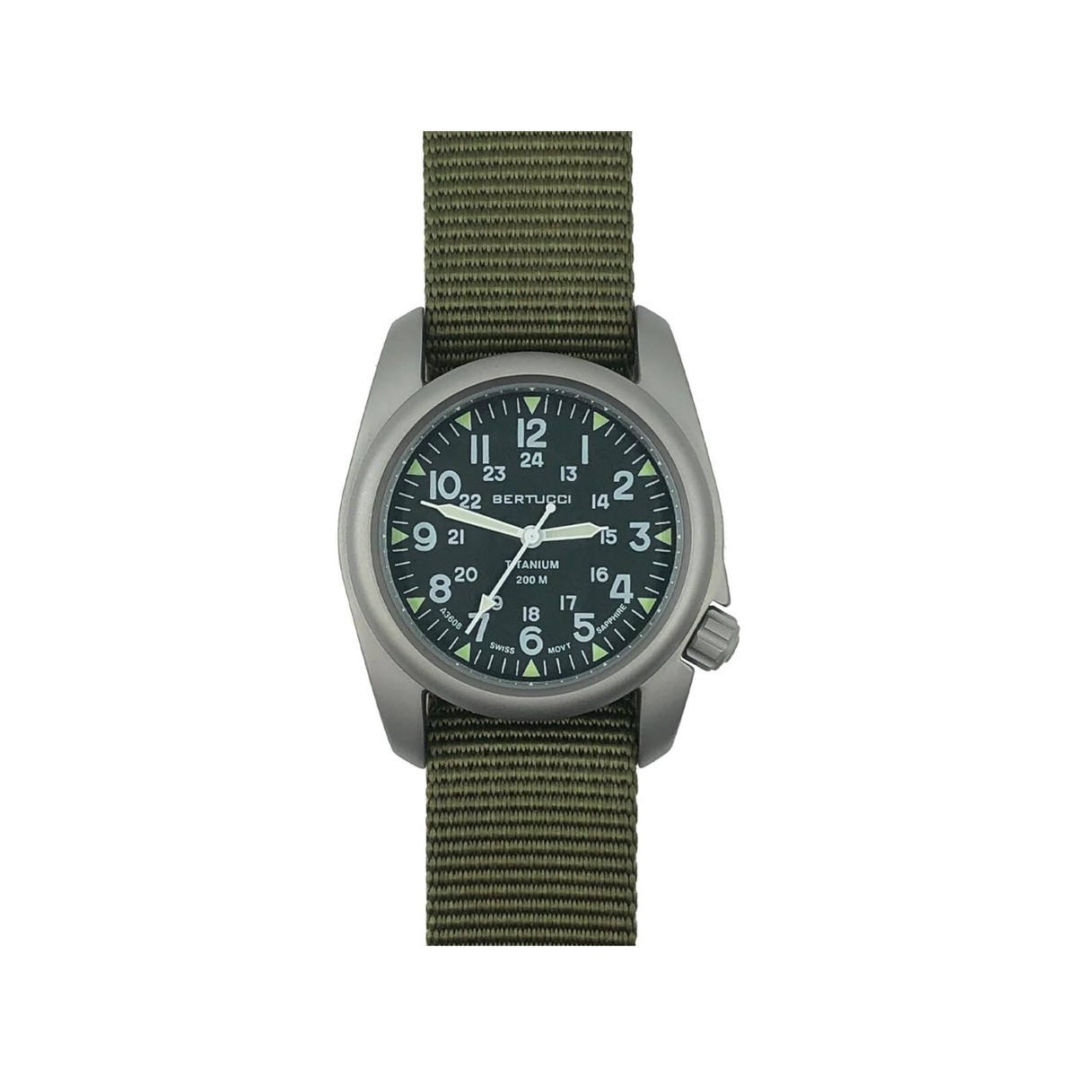 Bertucci A-2T Vintage Men Green Dial Green Titanium Strap Quartz 