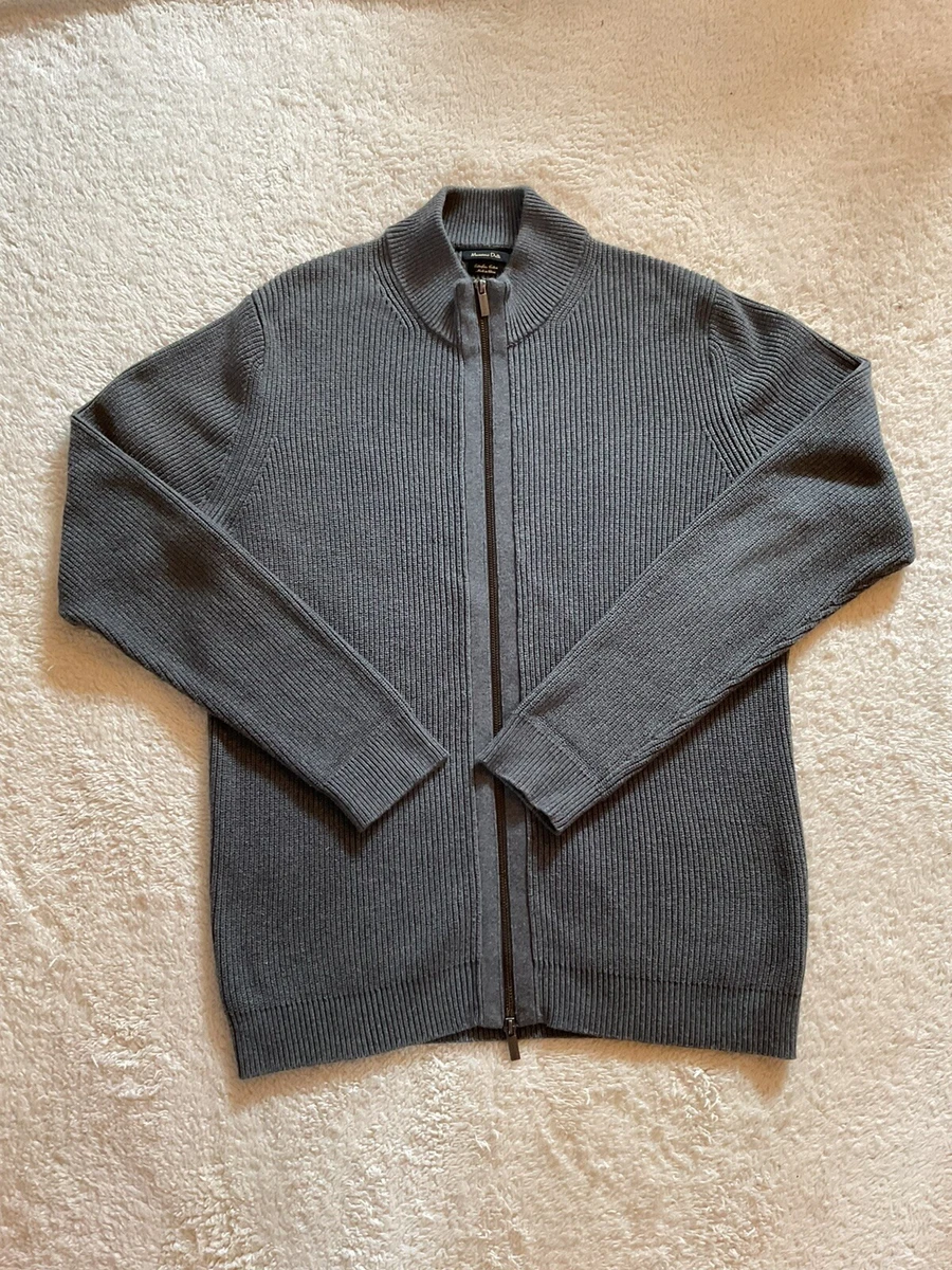 VINTAGE MASSIMO DUTTI MENS GREY ZIP UP CARDIGAN SIZE EUR M 180 96
