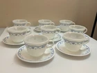 Vintage Corning Corelle Pyrex Morning Blue Coffee Tea Cups Saucers 8 Sets