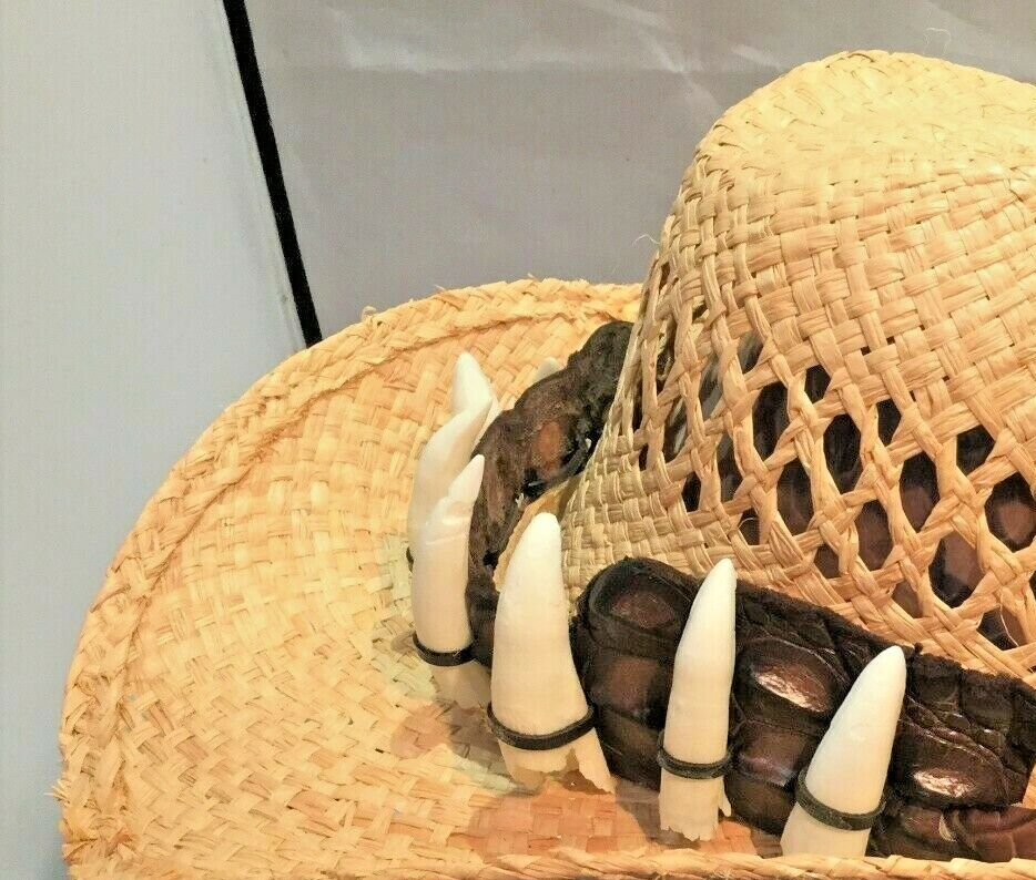 Genuine.Crocodile leather hatband 7 jumbo teeth Adjustable hats