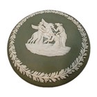 Vintage Wedgwood Jasperware Sage Green Round Pegasus Ribbed Trinket Jewelry Box — photo 2