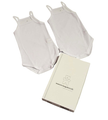 2er-Set Baby Träger Bodys Gr. 62 68 Baumwolle Weiß Taufkleid Taufe OEKO-TEX