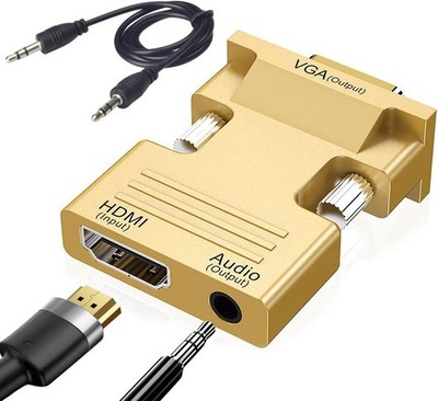 HDMI auf VGA Adapter 1080P Konverter mit Audio 3,5mm Kabel für Monitor PC