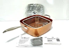 Copper Chef 10" Square Fry Pan with Lid, Fry Basket & Steam Rack, 5 qt