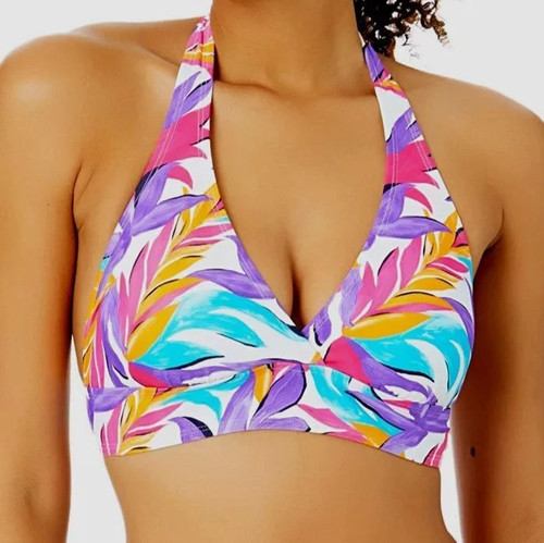 Anne Cole Women's Marilyn Printed Halter Bikini Top Swimwear Multi Color NWT - 第 1/4 張圖片