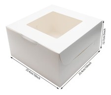 White Cardboard Square Cake Box with Window 10x10x5 in Disposable (20 pack)