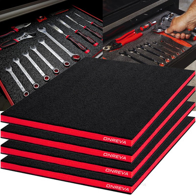 22x18 Inch Tool Box Foam Inserts, 4-Pack, Black with Red for