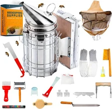Bee Hive Starter Kit Beekeeping Supplies with Smoker and Tools Harvesting Equip