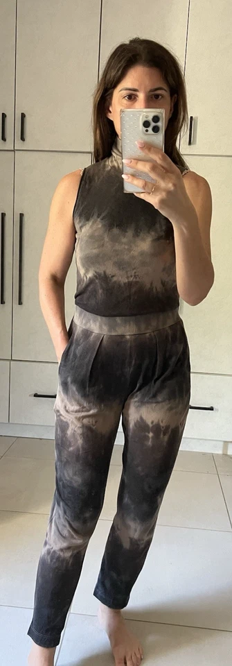 Raquel Allegra Pant Set turtleneck sleeveless jogger pant tie dye soft sz 1 = S - Image 3 of 4