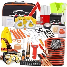  126pcs Roadside Emergency Car Kit - Auto Safety Kit Vehicle Outdoor 
