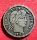 1911 US Barber SILVER Dime "Philadelphia" Mint! FINE/VF! Old US Coin!