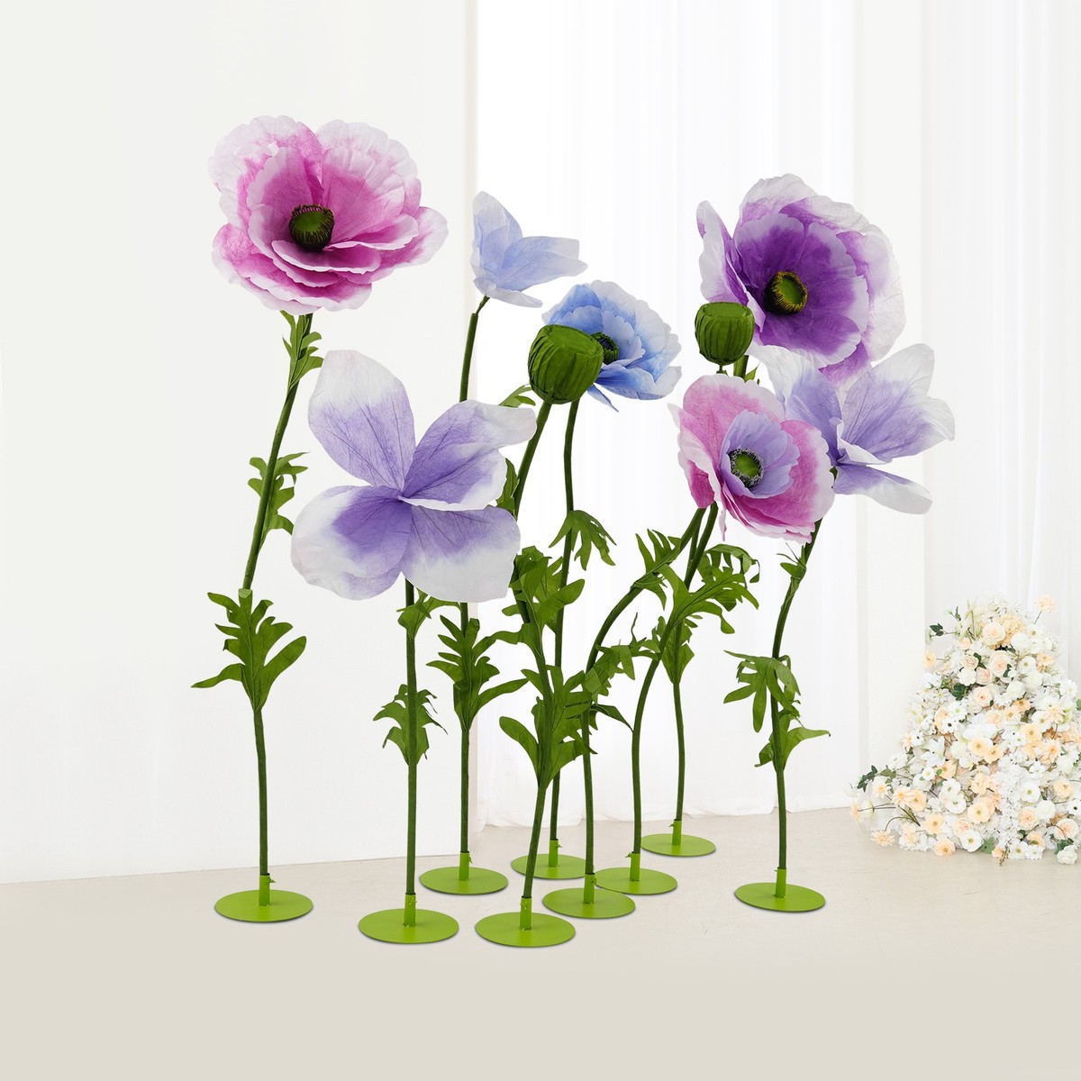 9-Piece Set of Large Fake Flowers, Artificial Flowers, Giant