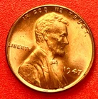 1947-P Lincoln Wheat Cent Penny GEM RED BU From an Original Bank Roll