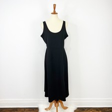 Open Edit black knit midi dress fit and flare high slit over knee size XL